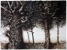 Mario Prassinos, Arbres, 9 juillet 1984, huile sur papier, 57x76cm